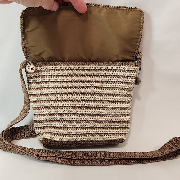 The Sak Classic Mini Crochet Purse Handbag Stripe Beige White Boho - Picture 2 of 16